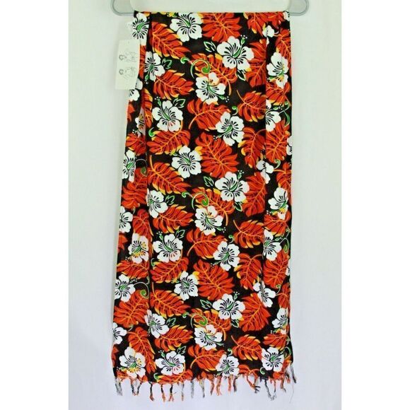 Tina's Creation Short Sarong Hibiscus Collection Hawaii Fringe Swim Coverup - Picture 1 of 5